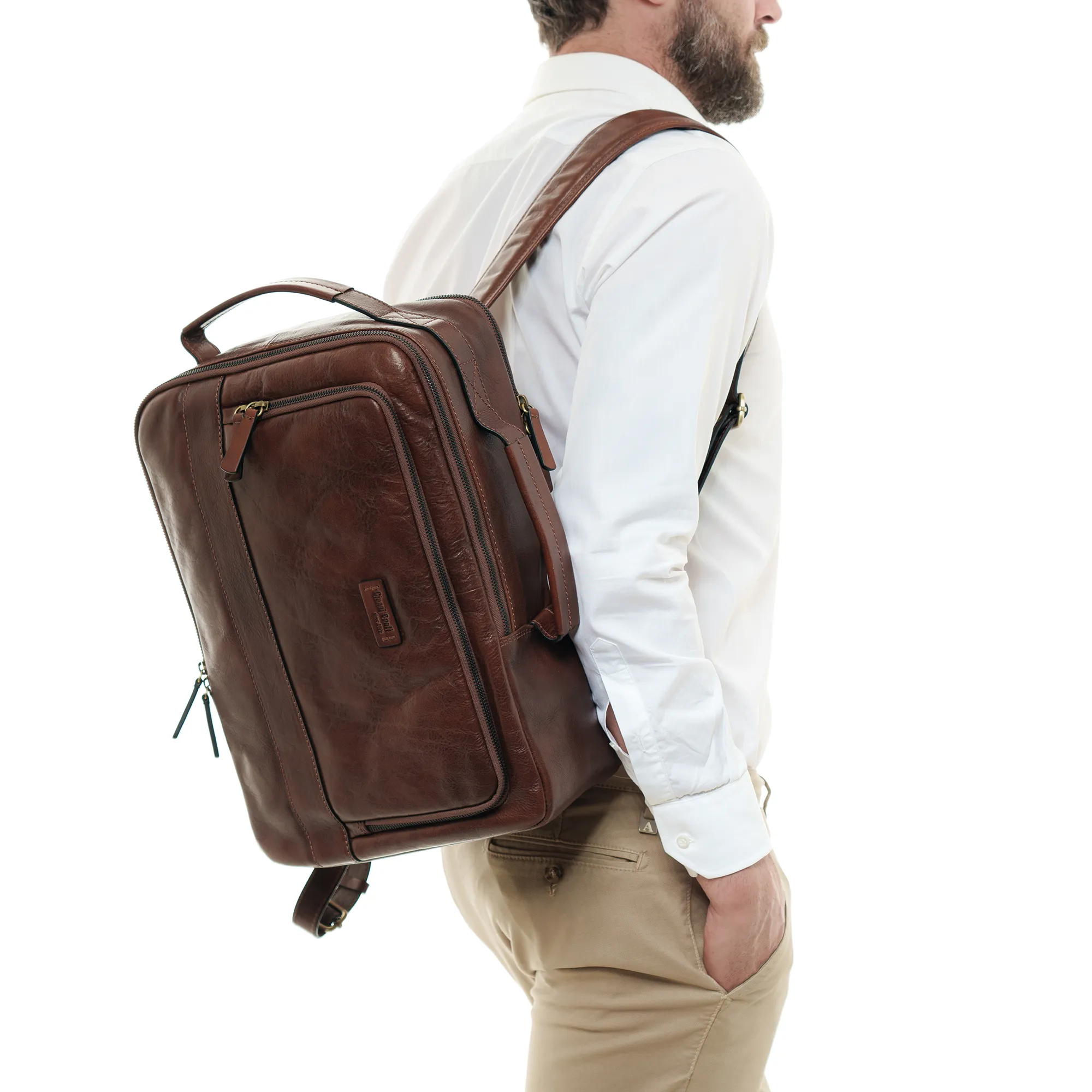 Leather briefcase backpack best sale